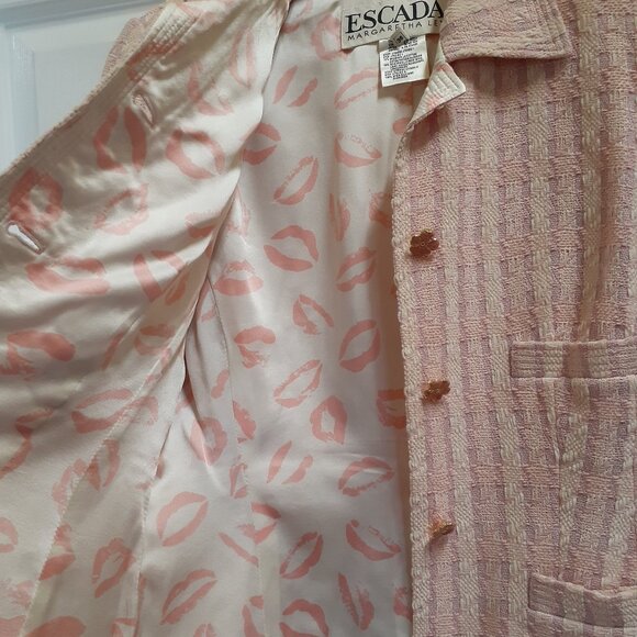 Escada Margaretha Ley Pink Vintage Jacket Cute! *Flower Buttons!* Sz 36 VINTAGE! - Picture 5 of 6